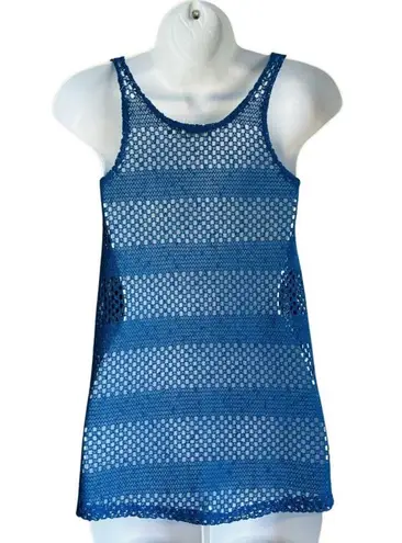 Urban Outfitters  Blue Boho Festival Crochet Striped See Through Tank Top size XS