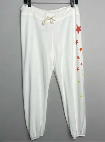 Sundry  White Sweatpants Red Yellow Orange Stars