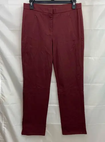 Isaac Mizrahi NEW women's deep red stretch zip pocket pants business casual 14