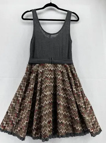 Free People  dress Gray Top with Chevron Knit Bottom Mini Dress M