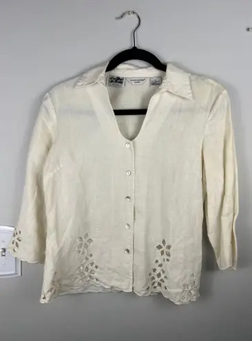 Cottagecore Irish Linen Cutwork Blouse – Richard Malcolm Petite PS Size 8P