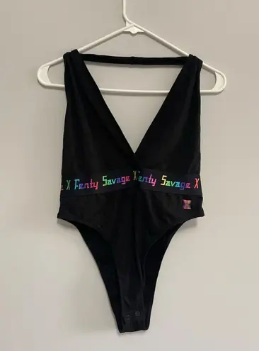 FOREVER SAVAGE BODYSUIT WITH RAINBOW LOGO Black