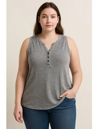 Jane and Delancey Casual Washed Gray Henley Sleeveless Tank Top June and Delancey Women’s XL