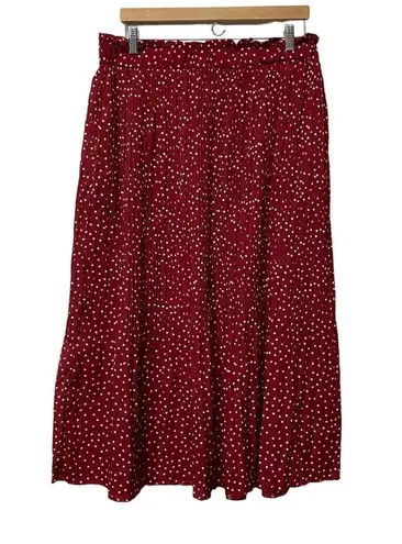 Exlura Midi Skirt High Waist Swing Pleated Red Polka Dot Women's Sz 2XL