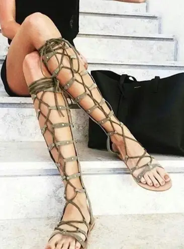 Raye Shanna Olive Green Gladiator Suede Sandals Size 40 (US 9.5)