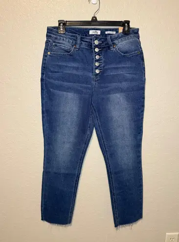 Royalty For Me Royalty High Rise Straight Jeans Vintage Wash Button Fly Raw Hem Womens