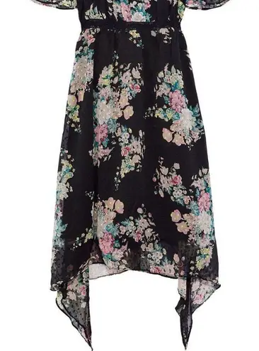 Walter Baker Hansen Asymmetrical Hem Open Shouldee Floral Spring Dress NWT sz 10