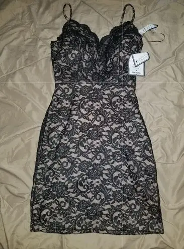 R & M Richards  black nude dress