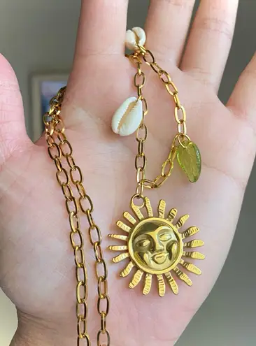 Handmade vintage cottage retro boho fairy style quality material mix gold stainless steel necklace🌞🌿