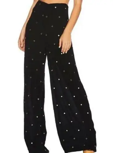 Beach Riot Celeste Pant High-Waist Wide Leg Mirror Embellished Black M NWT
