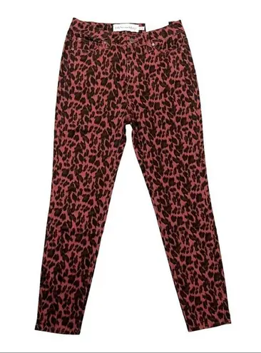 Soft Surroundings Ultimate High Rise Leopard Skinny Ankle Jeans Red Size 6 NEW
