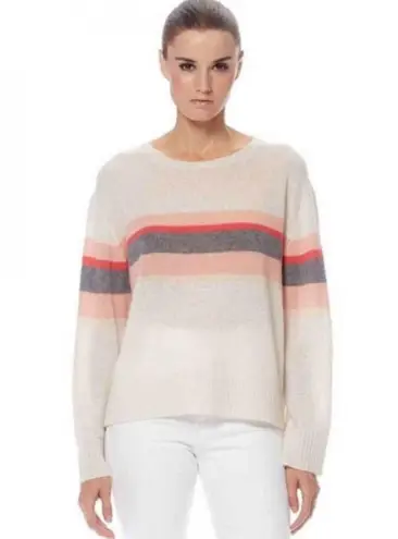 360 Cashmere 💕💕 Christina Central Stripe Knit Sweater Chalk Medium M NWT