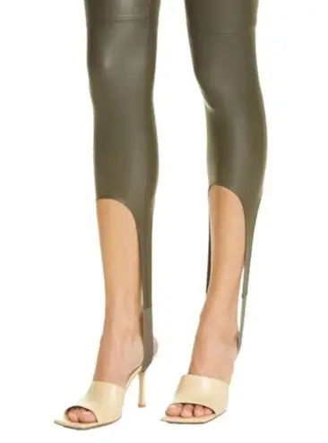 NWT Alix NYC Brower Faux Leather Stirrup Leggings Pine Green Women’s Size Small