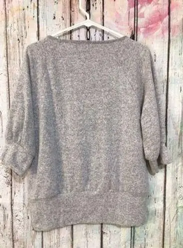 Adrienne Vittadini Gray & White Sweater 3/4 Sleeves Size Large 💕