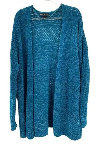 Lane Bryant  Teal Sparkle Chenille Open Front Cardigan Sweater Open Knit 14/16‎