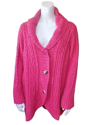 Cabela's Pink Cableknit Button Closure Cardigan (XL)