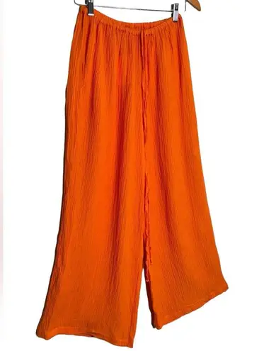Faithfull the Brand Rupina Flare Leg Crinkle Pants Tangerine Size 4 NWT