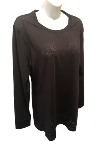 Zyia Black Chill Long Sleeve Tee Sz. XL Breathable Yoga Work Out Top Athletic