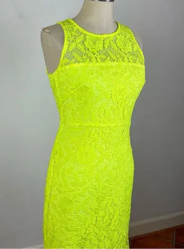 J.Crew  Collection Neon Yellow Lace Sheath Dress