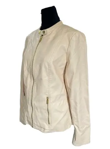 Calvin Klein ‎ Women’s Leather Motorcycle Jacket Blush Pink Size M