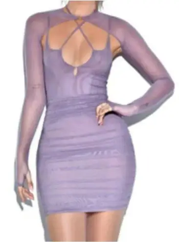 NWT Miss Circle Flora Mesh Sleeveless Mini Dress in Purple Women's Size L Size L