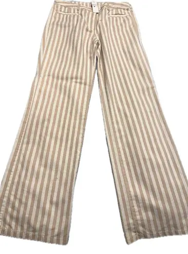 Lulu Castagnette Striped Wide Leg Pants Beige White EU 42 US 10 NWT Tan