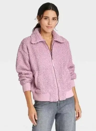 Universal Threads NWOT Universal Thread Collared Sherpa Bomber Jacket Mauve Magic Size Small S2232