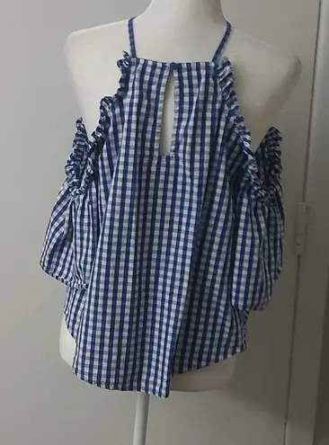 Abound  Gingham Cold Shoulder Blouse Size M