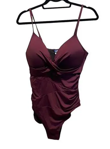 Hilor Plum Purple Wine Swimsuit One Piece Size Large