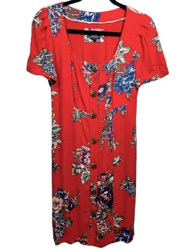 Maeve Anthropologie Caldwell Square Neck Buttondown Floral Dress Size 0 Feminine