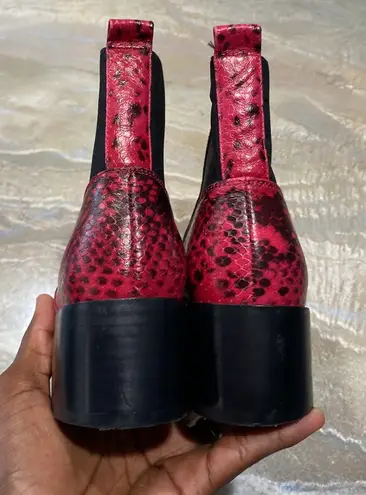 Silent D Leather Red Ankle Boots Size 36