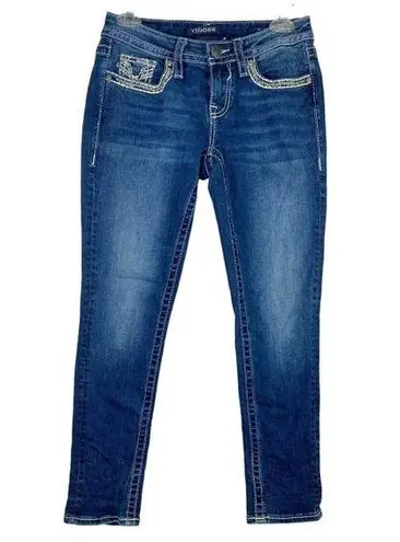 Vigoss  Heritage Fit Capri Blue Jeans Women's Size 0 Mid Rise Stretch Medium Wash