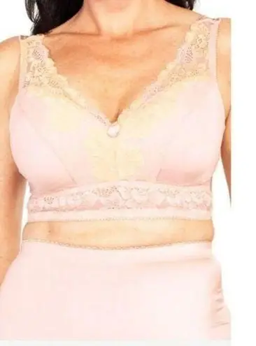 Sheer Shapewear Bra WireFree Pink Pinup Rear Closure Womens Small