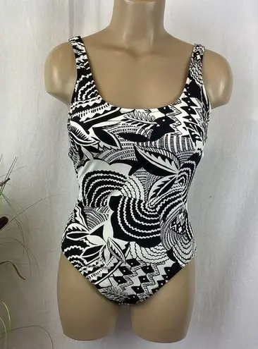 Ralph Lauren Polo Black & White Print 1 Piece Swim Bathing Suit S