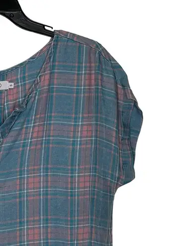 Billy T Shirt Dress Size Small Blue Pink Plaid Pockets Lyocell Womens SS