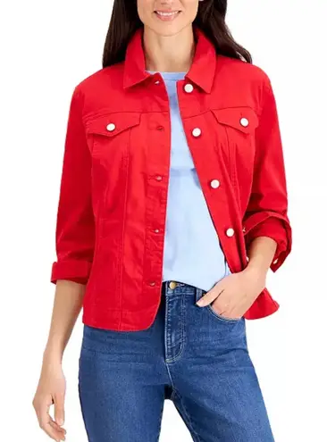 Charter Club NWT women’s Red Denim Jeans Casual Jacket Size XS