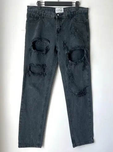 One Teaspoon One by  Faded Black Straight Leg Distressed Jeans 28"