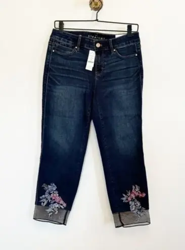 White House | Black Market NWT  Embroidered-Hem Straight Crop Jeans Size 6 Petite