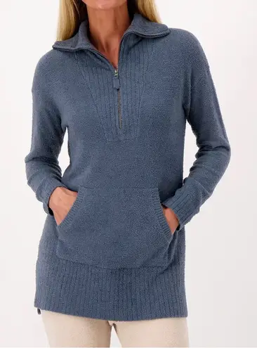 Barefoot Dreams Cozy Chic Lite Knit Half-Zip Kangaroo Pocket Tunic Sweater sz XL