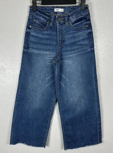 OAT New York Jeans Womens Size 2/26 Wide Leg High Rise Raw Hem Medium Wash Blue