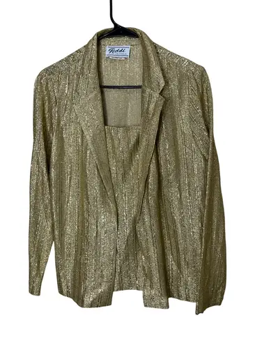 Teddi of California Gold Metallic Blazer Dressy Blouse Vintage Size 14
