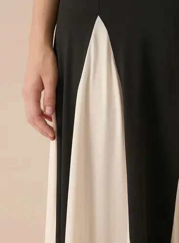 Rihoas Women's Black Contrasting Pleated Slip Maxi Dress Size XL