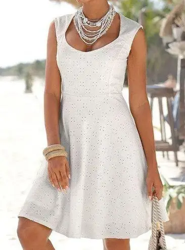 NWT Lascana Rounded Neckline Dress size 6 White