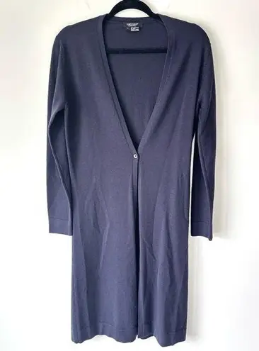 Karen Kane Lifestyle Extra Long Navy Blue Knit Cardigan 100% Merino Wool