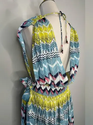 Gorgeous America and Beyond Chevron Pattern Beach Bathing Suit Coverup Dress Blue Size L