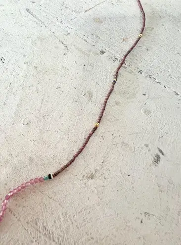 Shashi Aisha Rainbow Purple Crystal Beaded Necklace with Leather Pouch