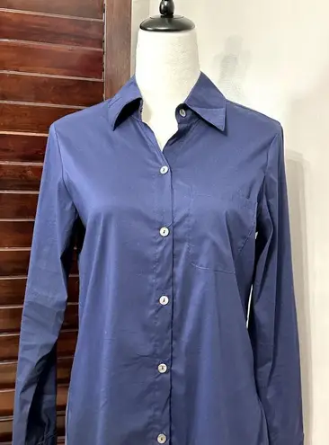 Tommy Bahama  Womens Button Front Shirt Blue Long Sleeve Collar Stretch Pocket S