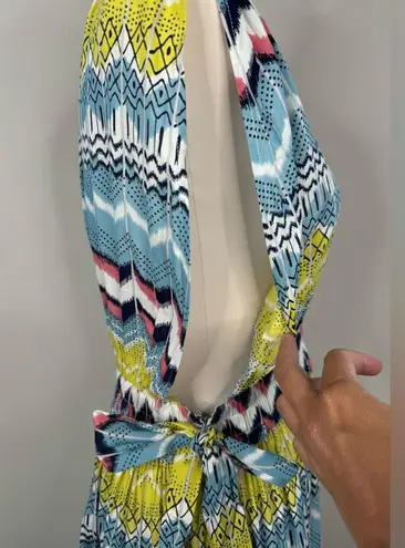 Gorgeous America and Beyond Chevron Pattern Beach Bathing Suit Coverup Dress Blue Size L