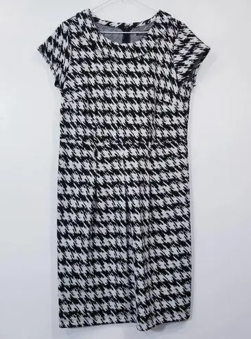 Adrienne Vittadini Hounds tooth Sheath Dress Black White Combo