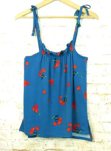 Modcloth  Cherry Bomb Tank Top Womens XS Blue Easy Like a Summer Morning Coquette